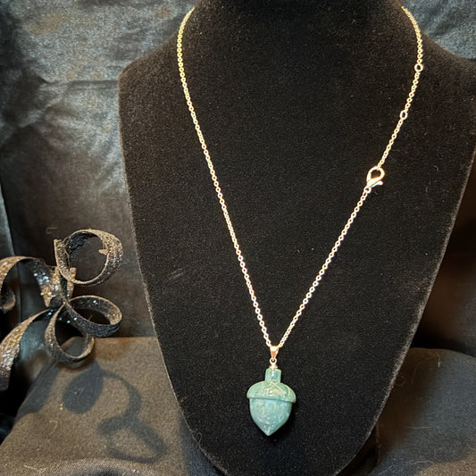 Jade acorn pendant necklace